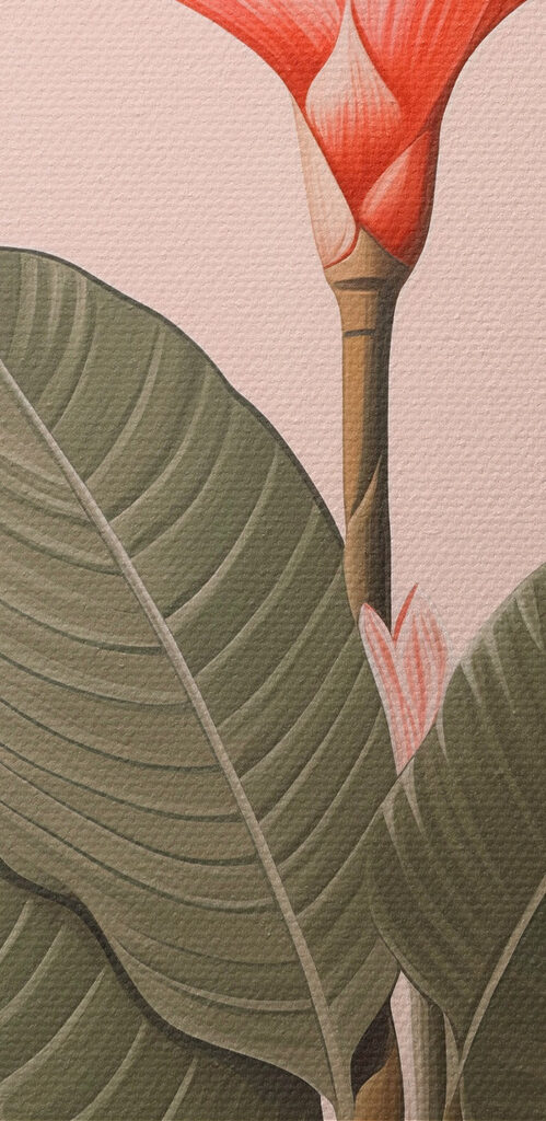 Painting of a flower and leaves