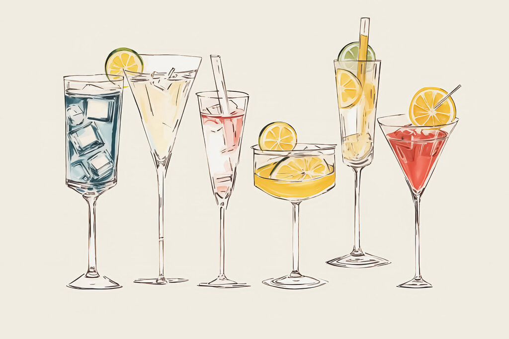 Group of different colored drinks