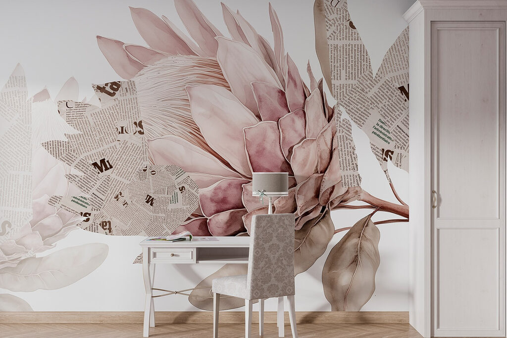 Flower with newspaper and leaves