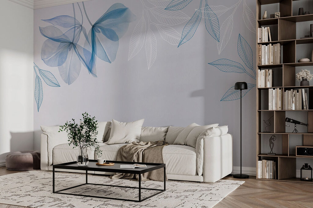 Blue and white leaves