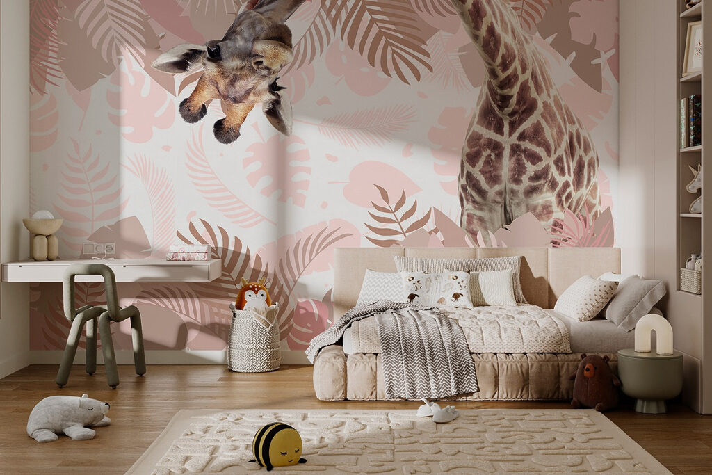 Giraffe with a pattern of leaves Giraffe with a pattern of leaves