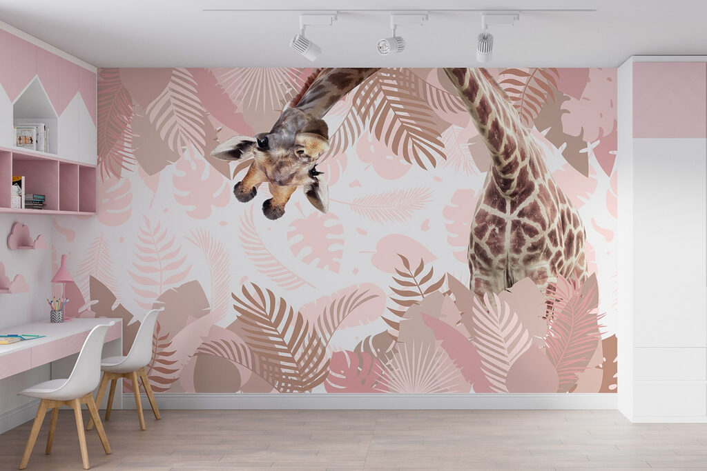 Giraffe with a pattern of leaves Giraffe with a pattern of leaves