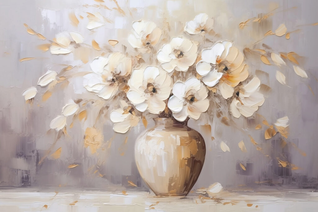 Painting of flowers in a vase