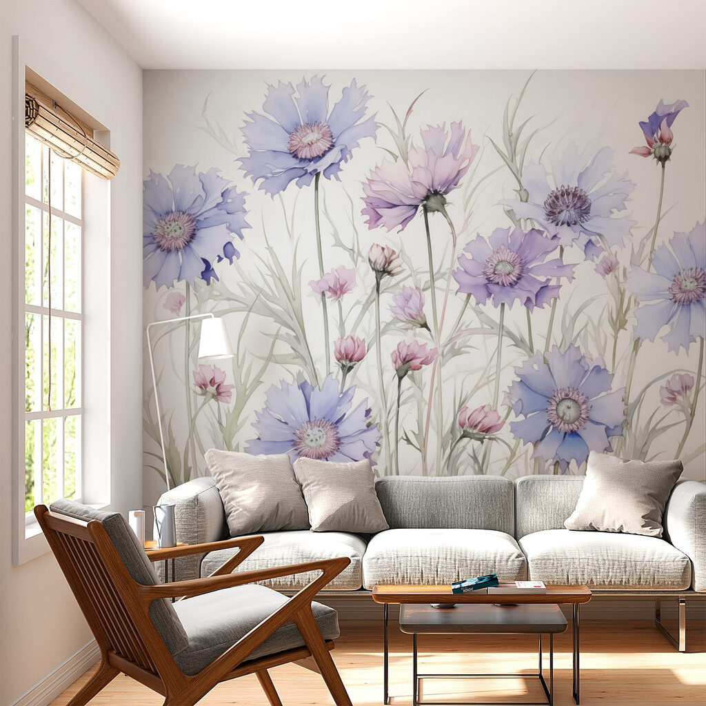 Painting of flowers on a white background Painting of flowers on a white background