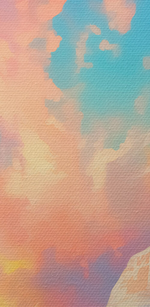 Painting of a mountain and water