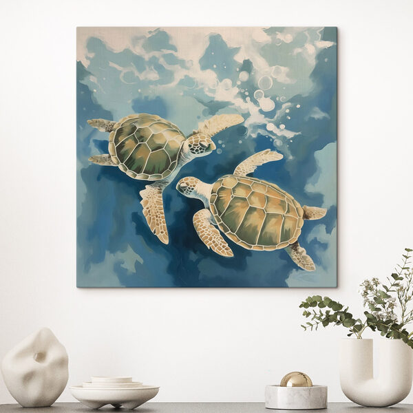 Couple of turtles swimming in water Couple of turtles swimming in water