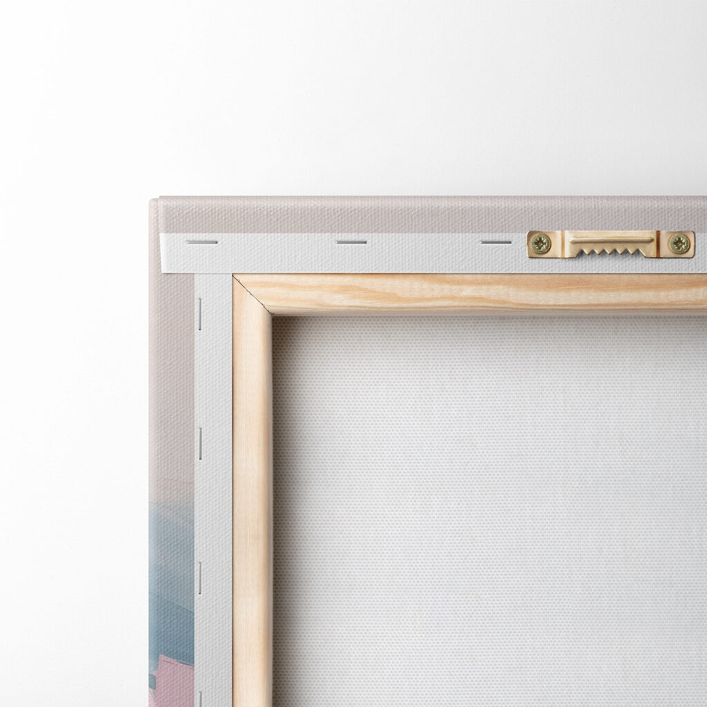 Painting of pink flowers in a field