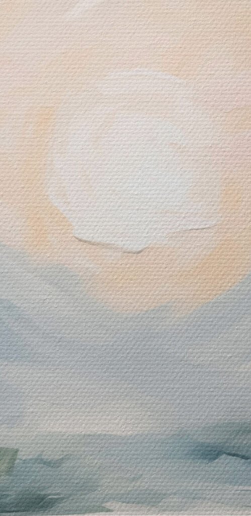 Painting of a river and mountains Painting of a river and mountains