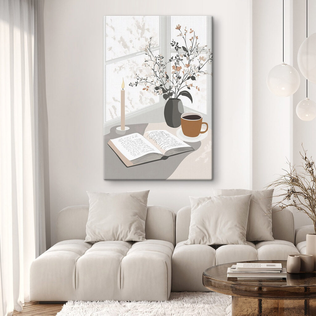 Book and a cup of coffee on a table