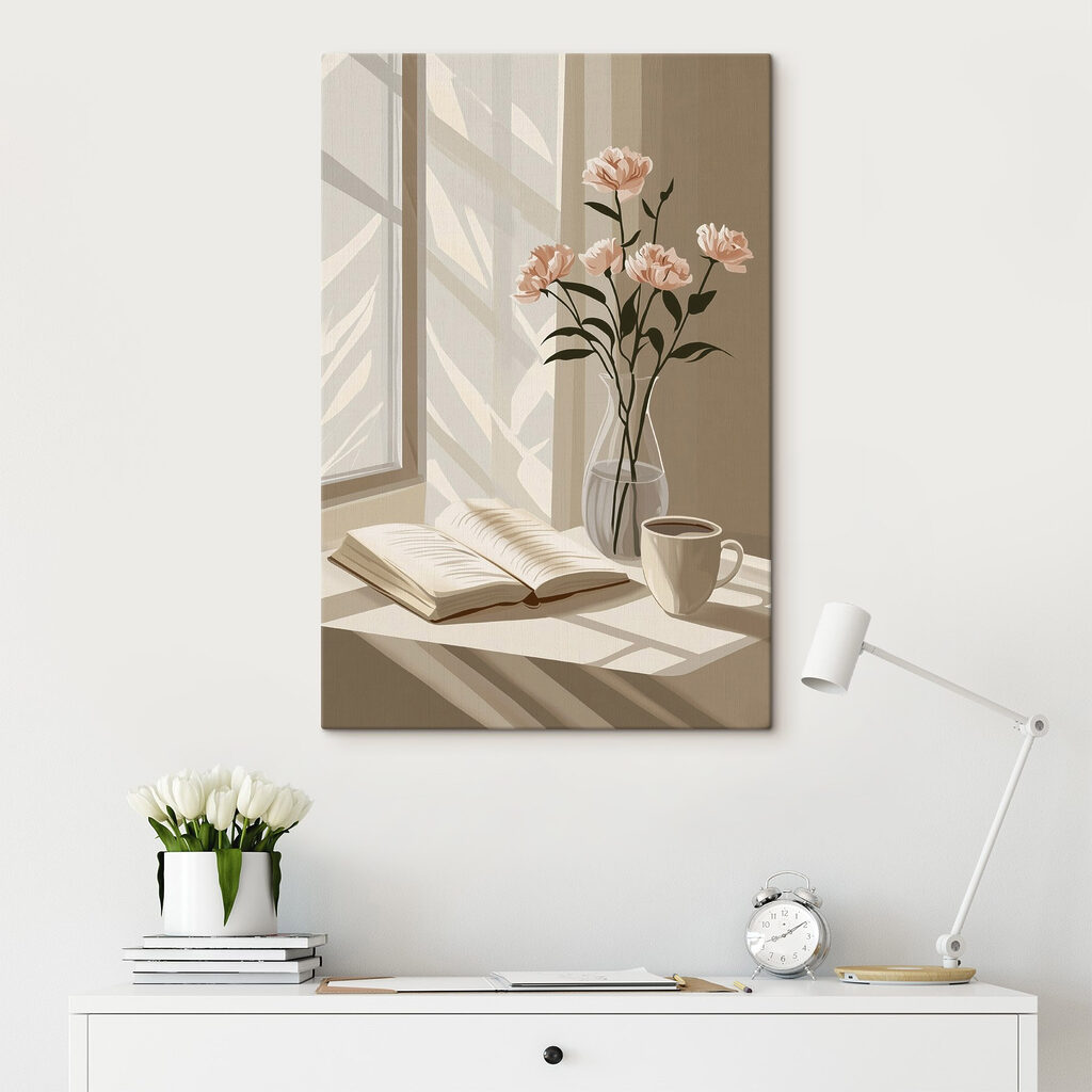 Book and a vase with flowers