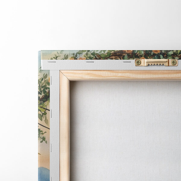 Painting of chairs and a lake Painting of chairs and a lake