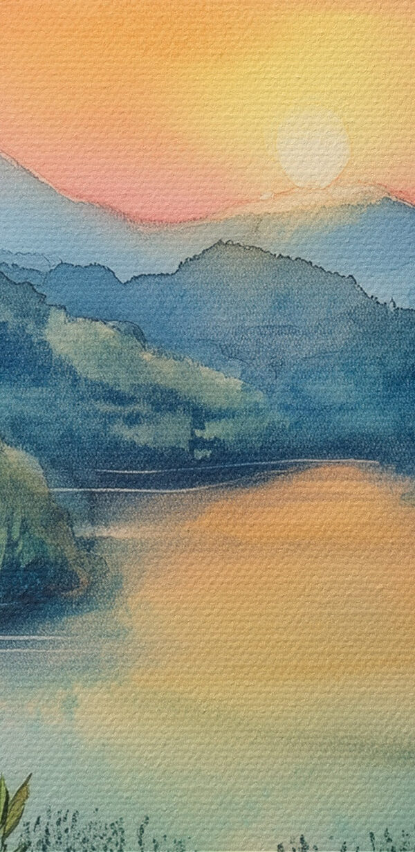 Painting of chairs and a lake Painting of chairs and a lake