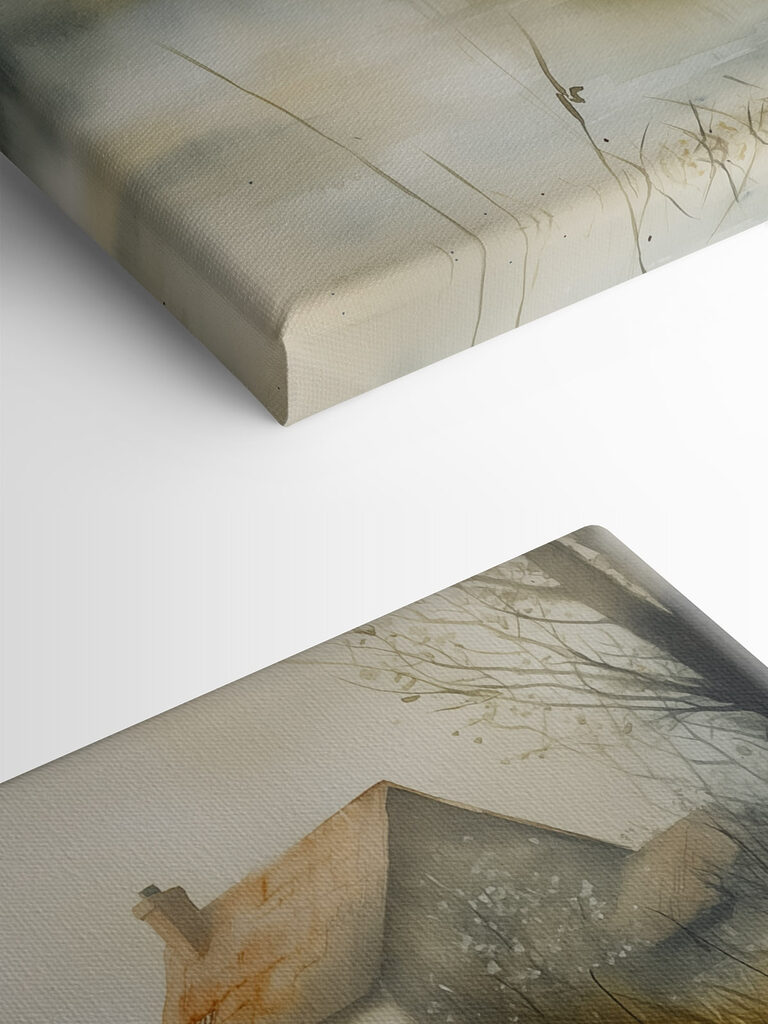 Watercolor painting of geese in a pond