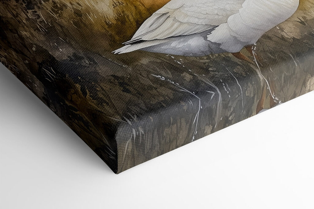 Watercolor of two geese in a field