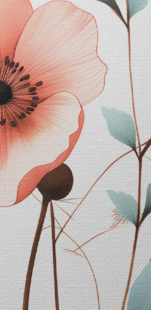 Flower with leaves on a stem Flower with leaves on a stem