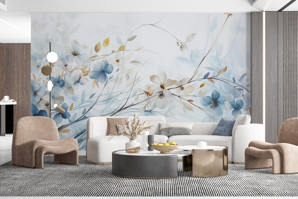 Painting of flowers and leaves