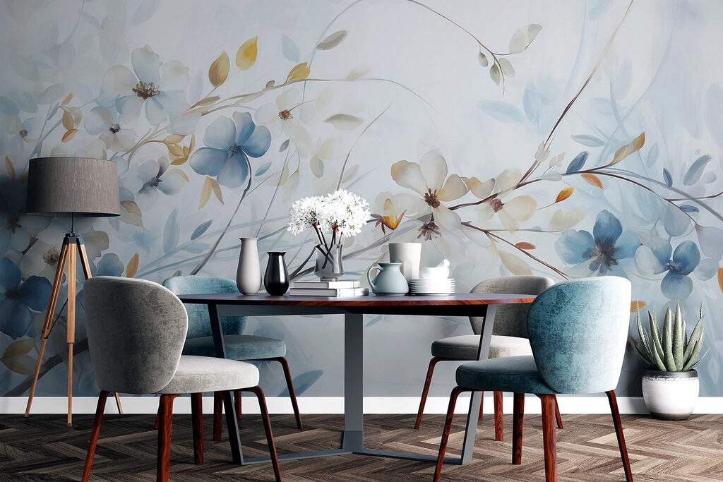 Painting of flowers and leaves