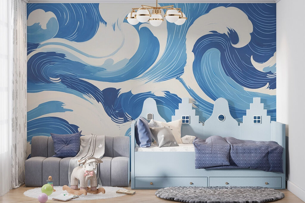 Blue and white waves