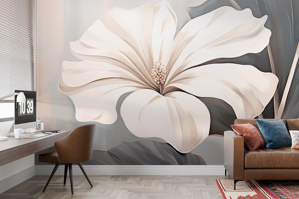 White flower on a gray background