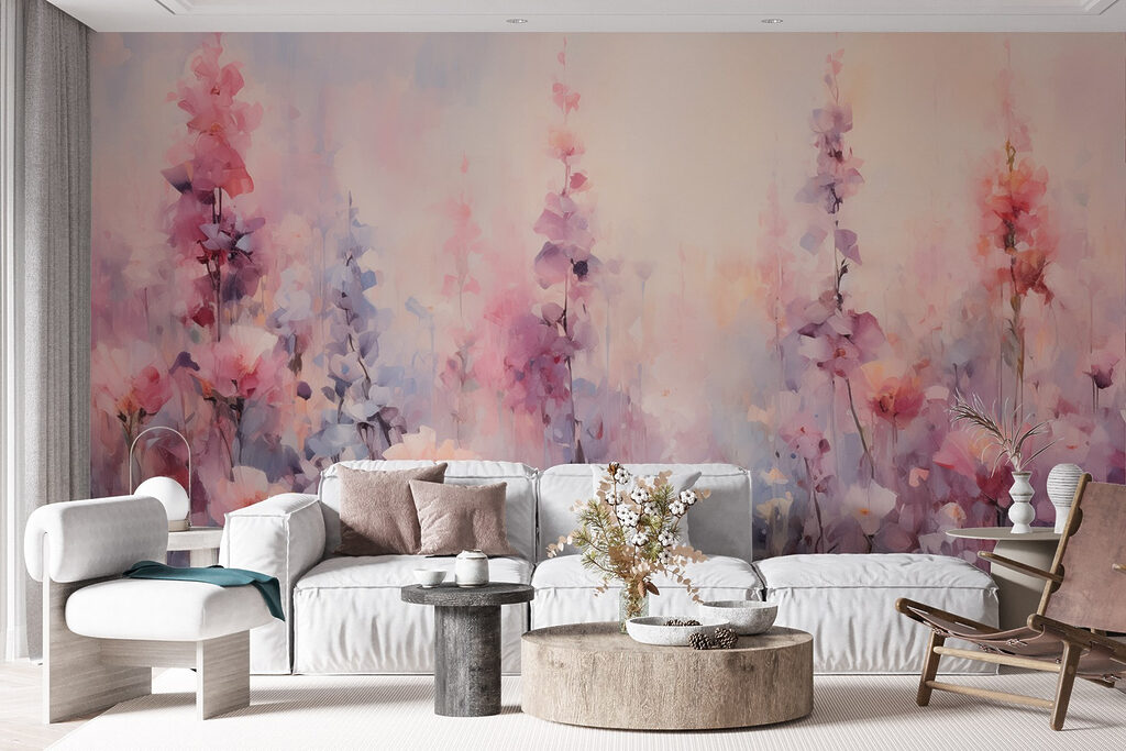Painting of flowers in a field