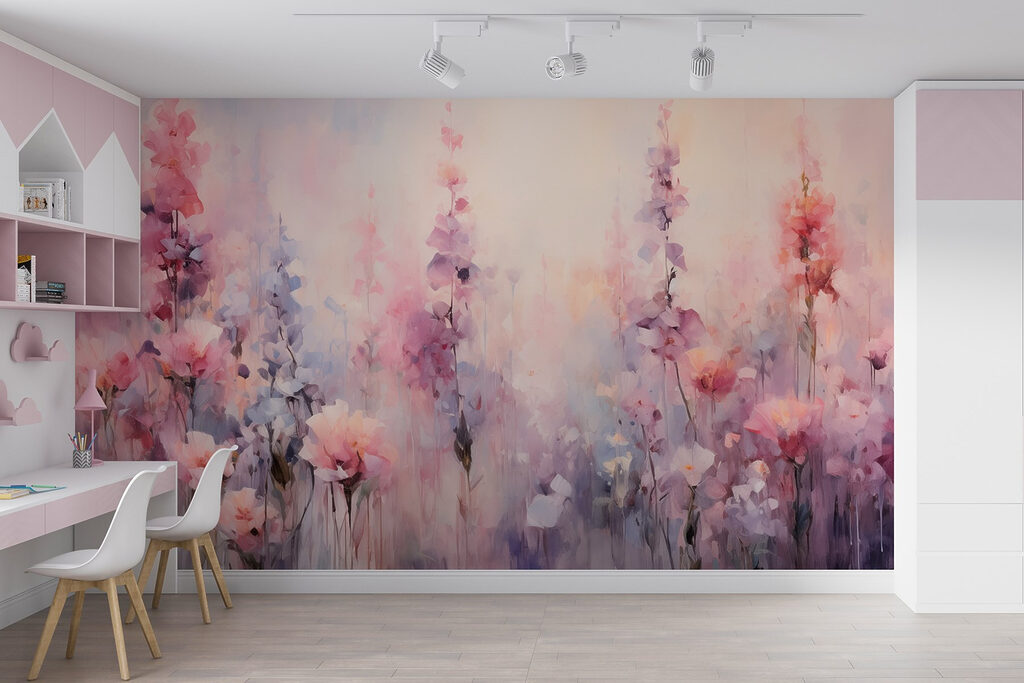 Painting of flowers in a field