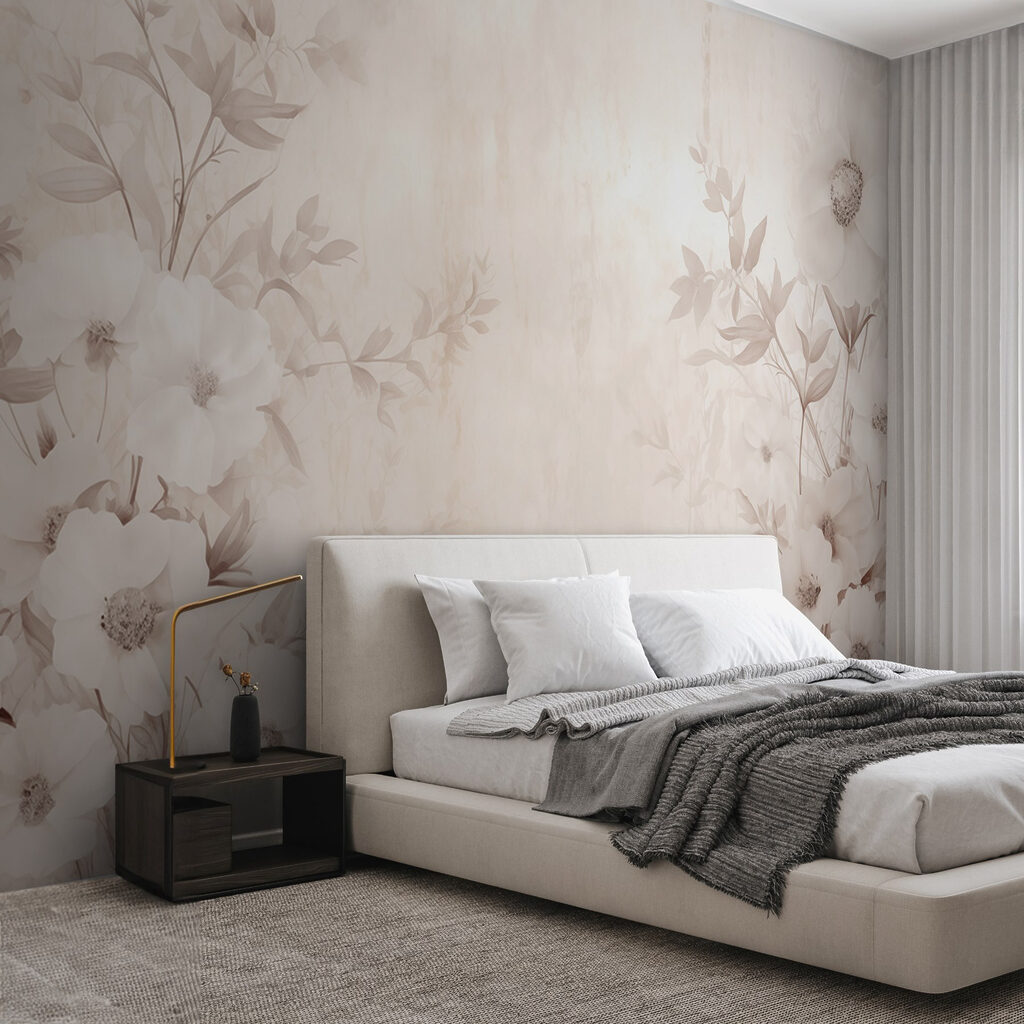 White flower pattern on a white surface White flower pattern on a white surface