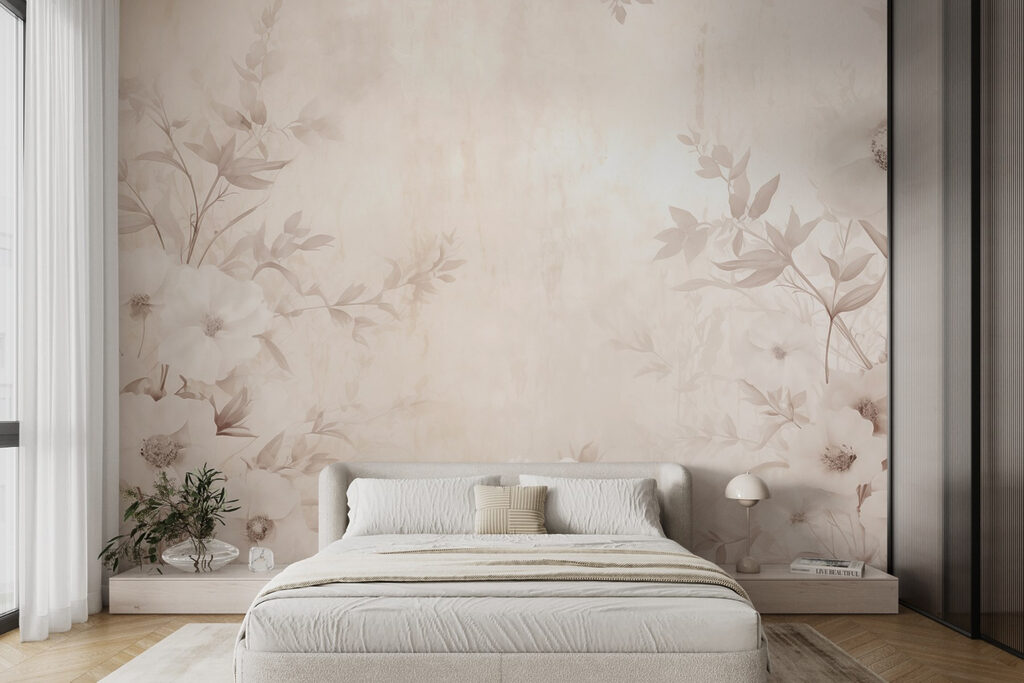 White flower pattern on a white surface White flower pattern on a white surface