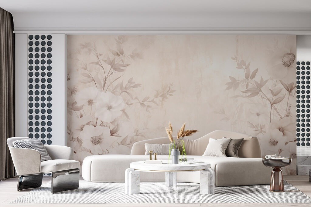 White flower pattern on a white surface White flower pattern on a white surface