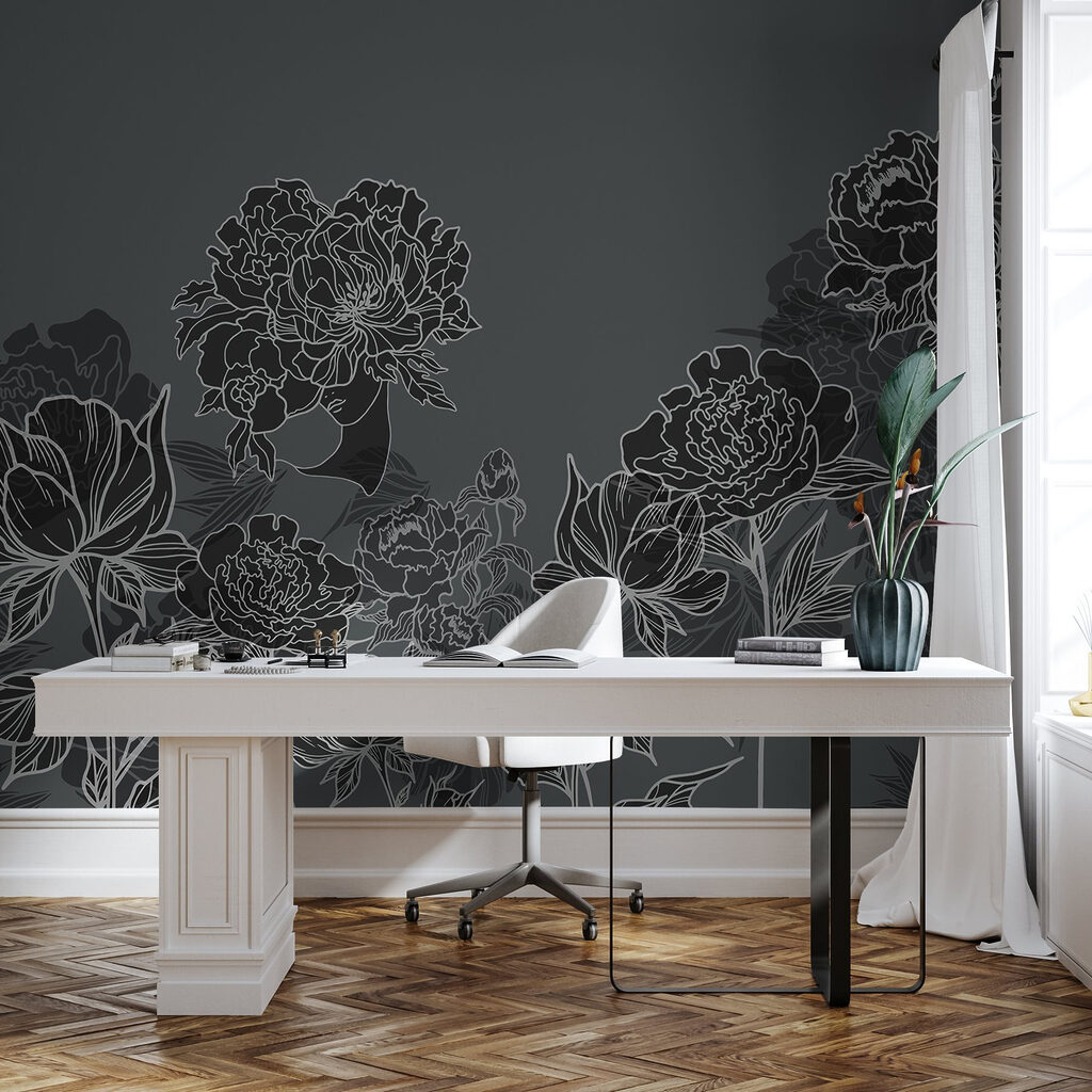 Group of flowers on a gray background