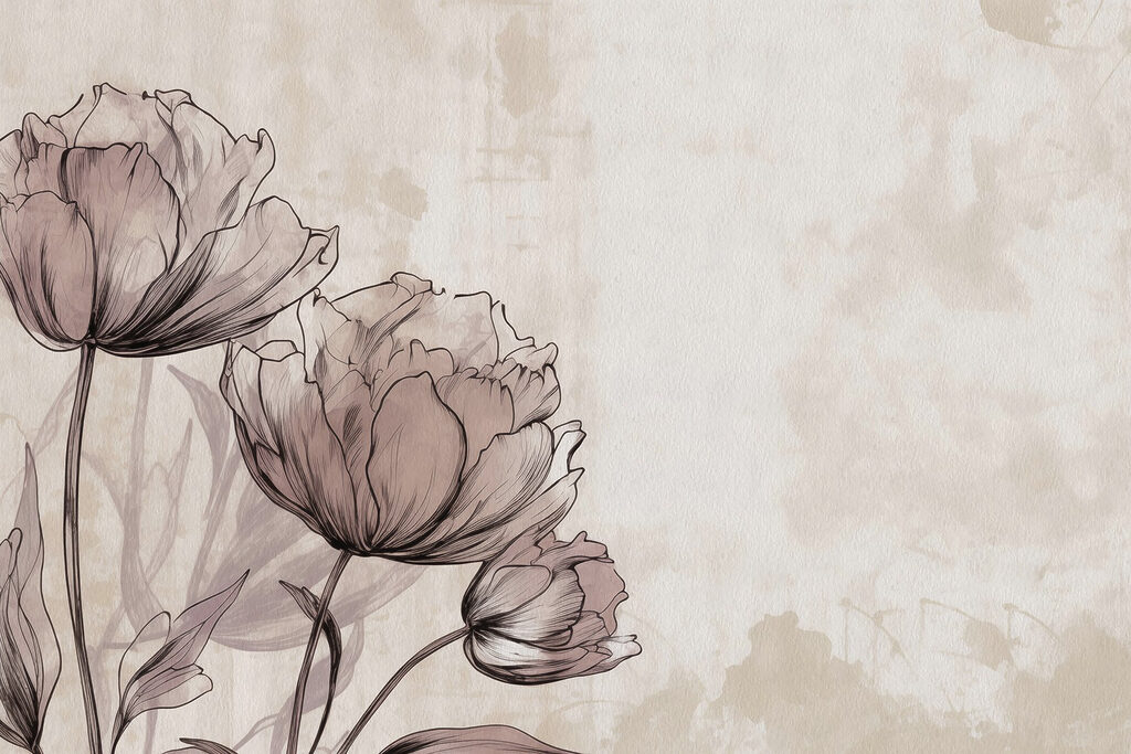 Drawing of flowers on a white background