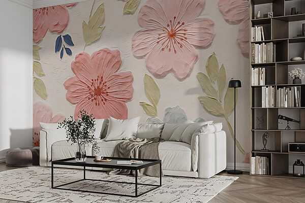 Wall with flowers and leaves Wall with flowers and leaves