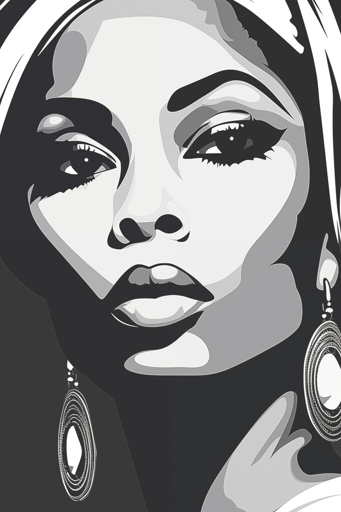 Woman with large earrings