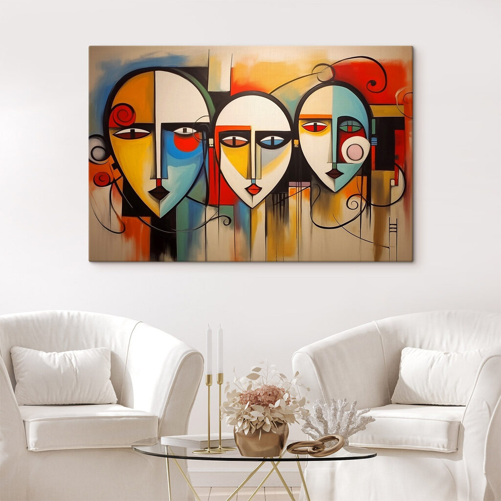 Group of people's faces painted on a wall