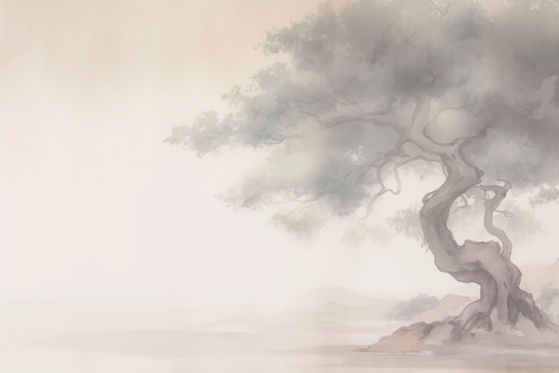 Tree with a rock in the background