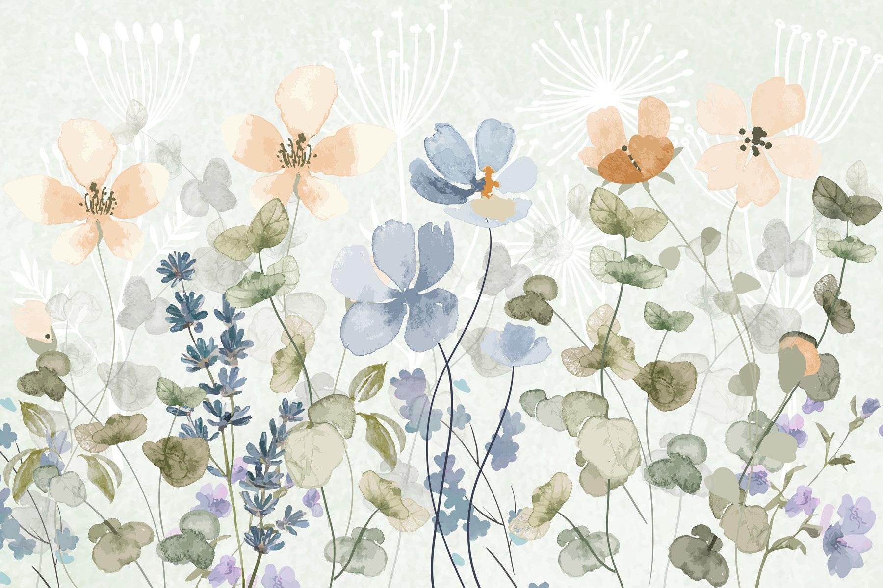 Painting of flowers and leaves