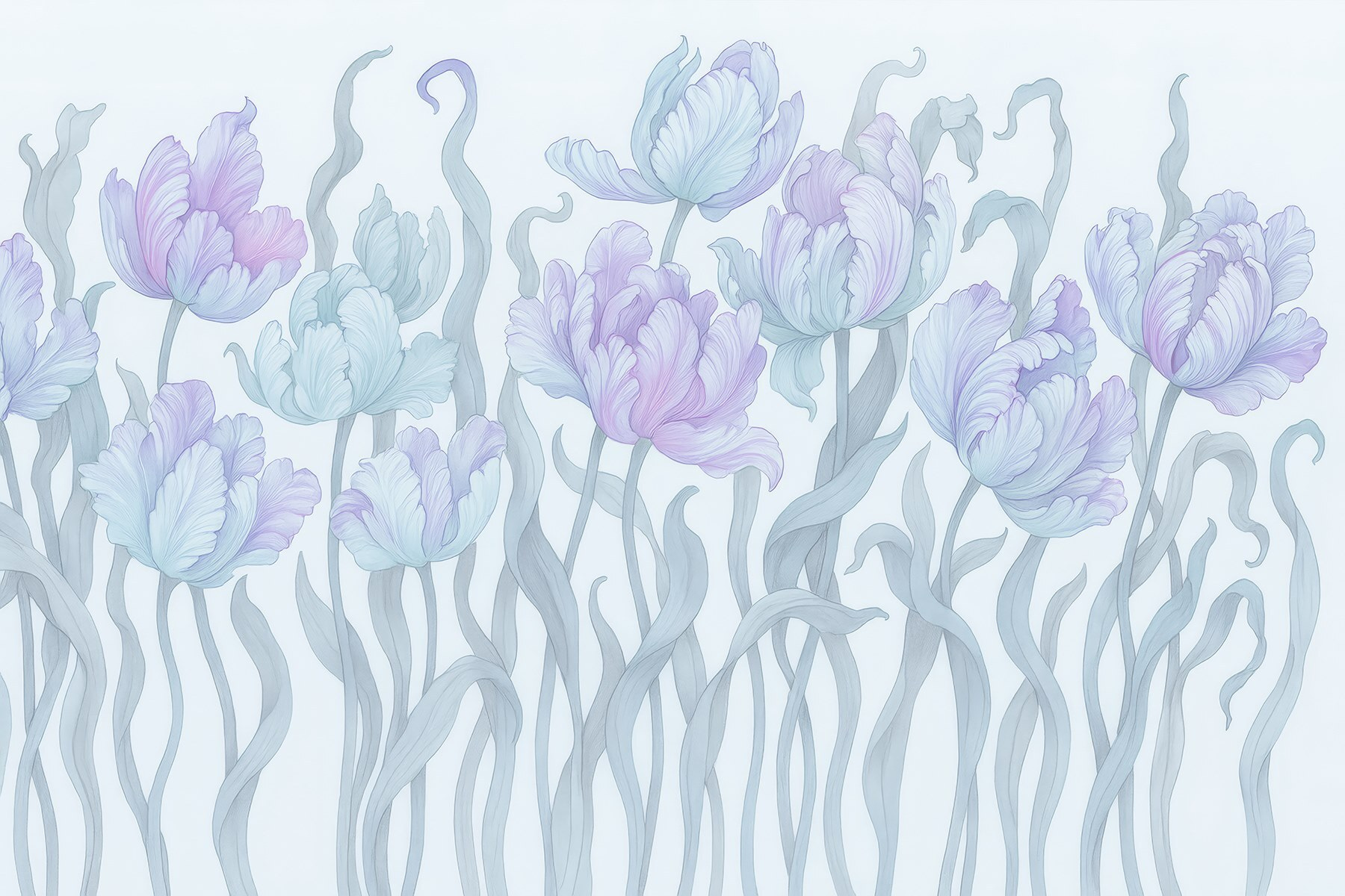 Group of flowers with leaves Group of flowers with leaves