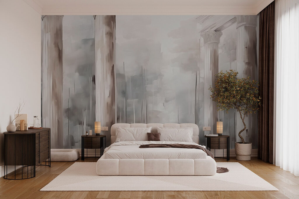 Painting of a building with columns