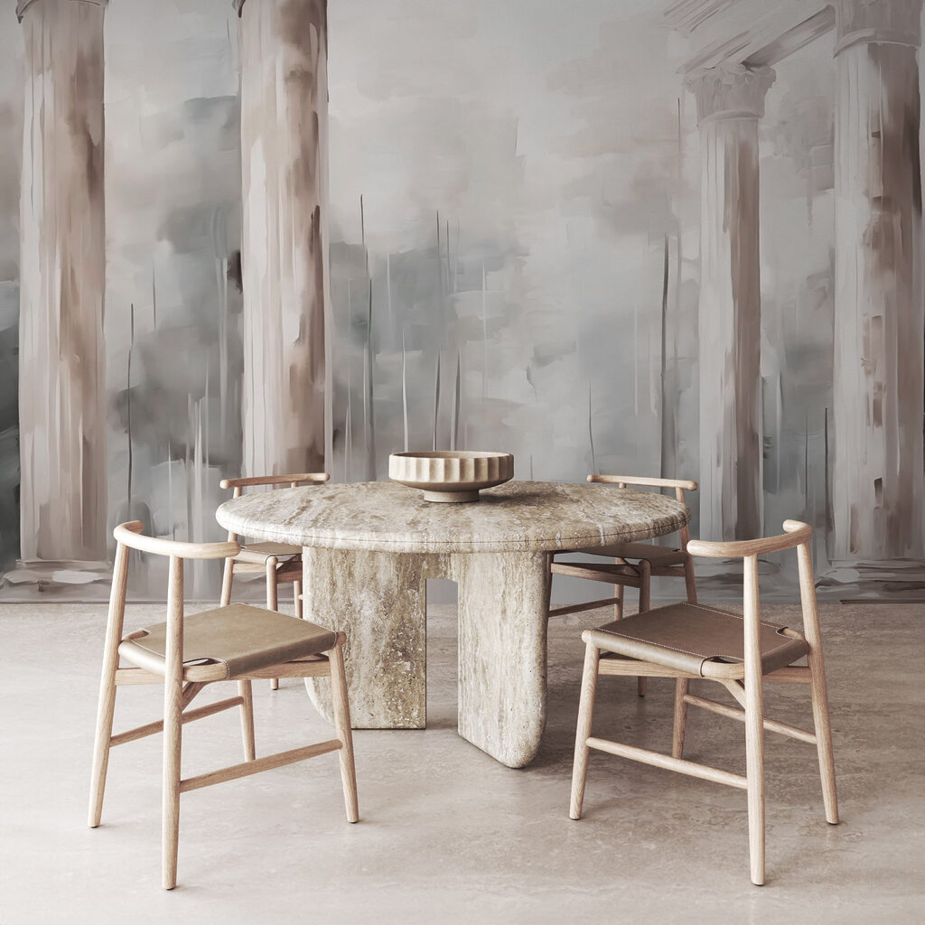 Painting of a building with columns