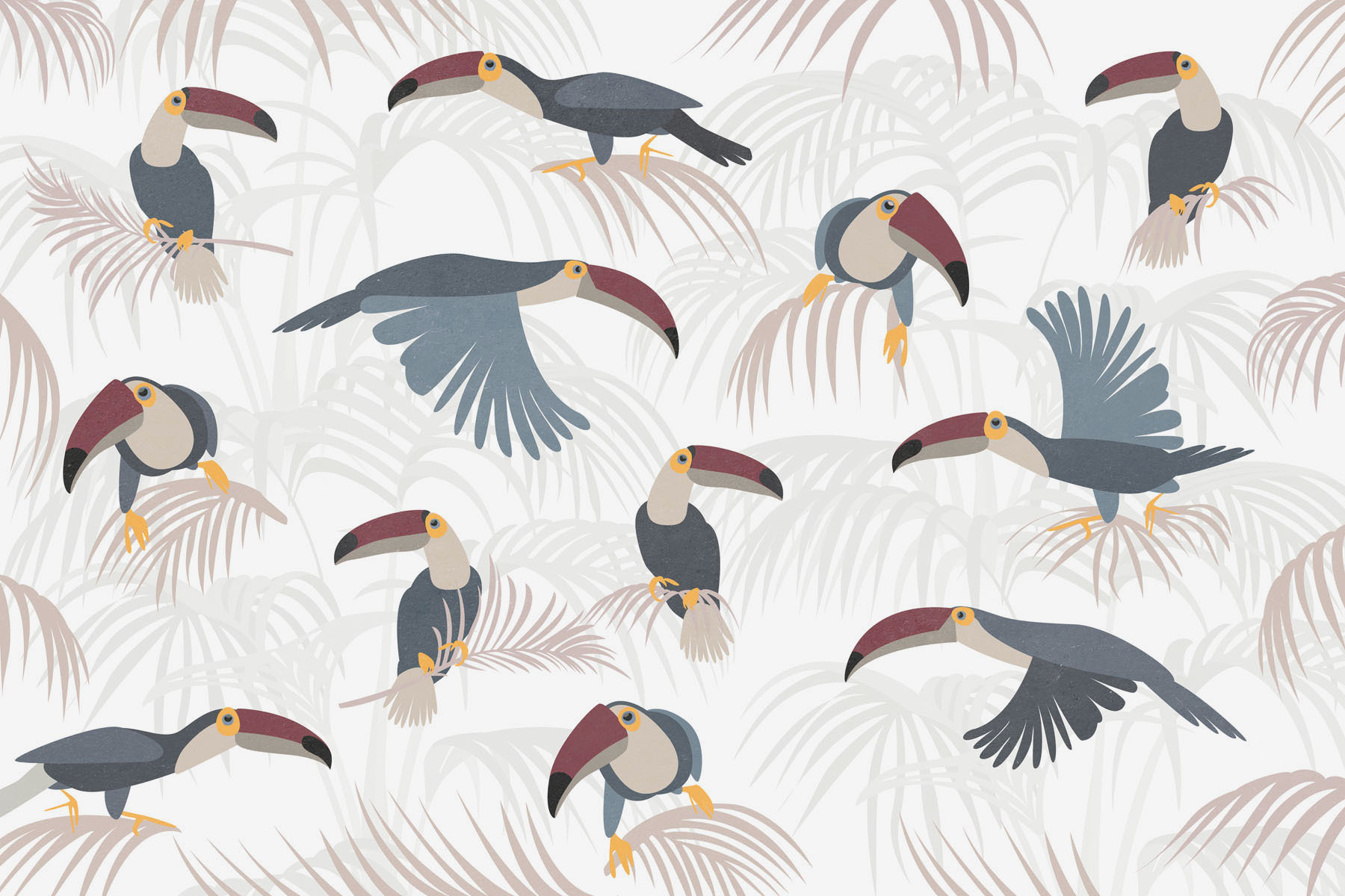 Pattern of birds and plants