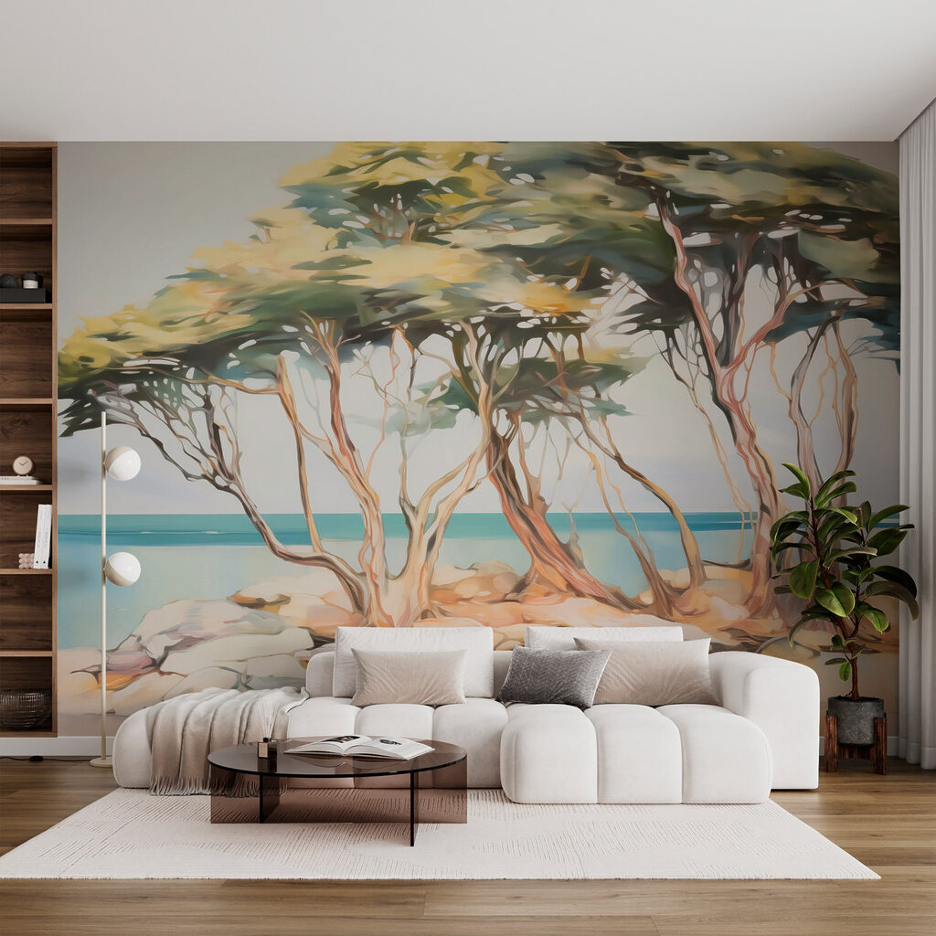 Group of trees on a rocky island Group of trees on a rocky island