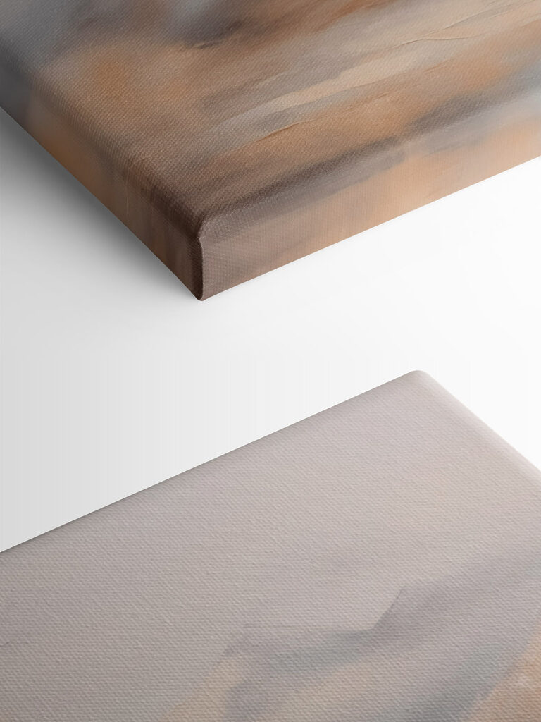 Painting of mountains and fog