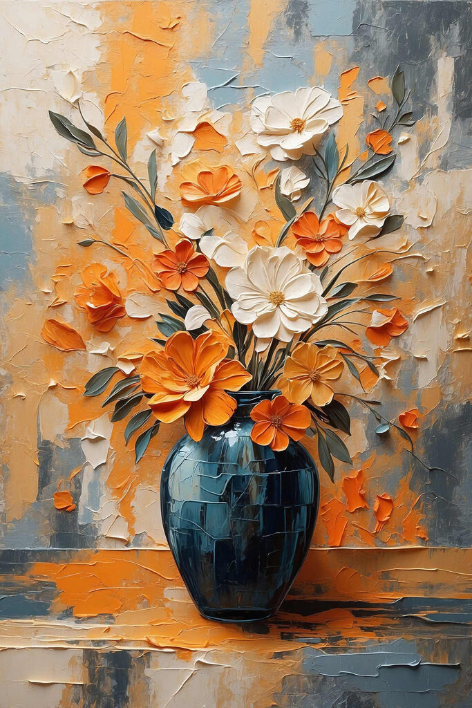 Painting of flowers in a vase