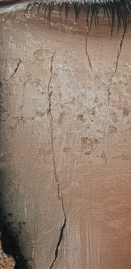Woman's face with a cracked wall