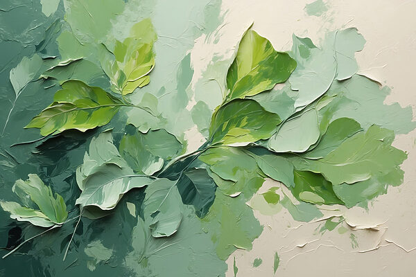 Painting of leaves on a wall Painting of leaves on a wall