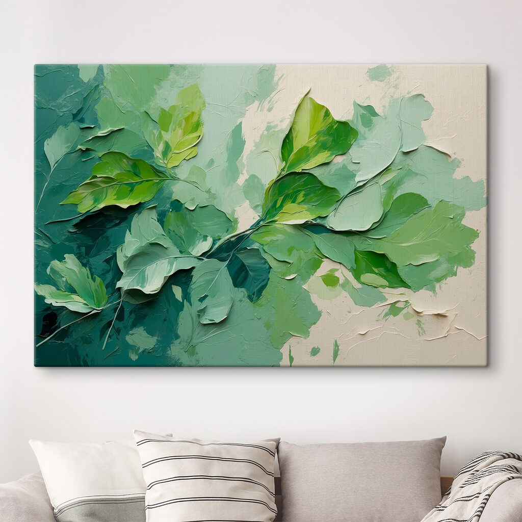 Painting of leaves on a wall Painting of leaves on a wall