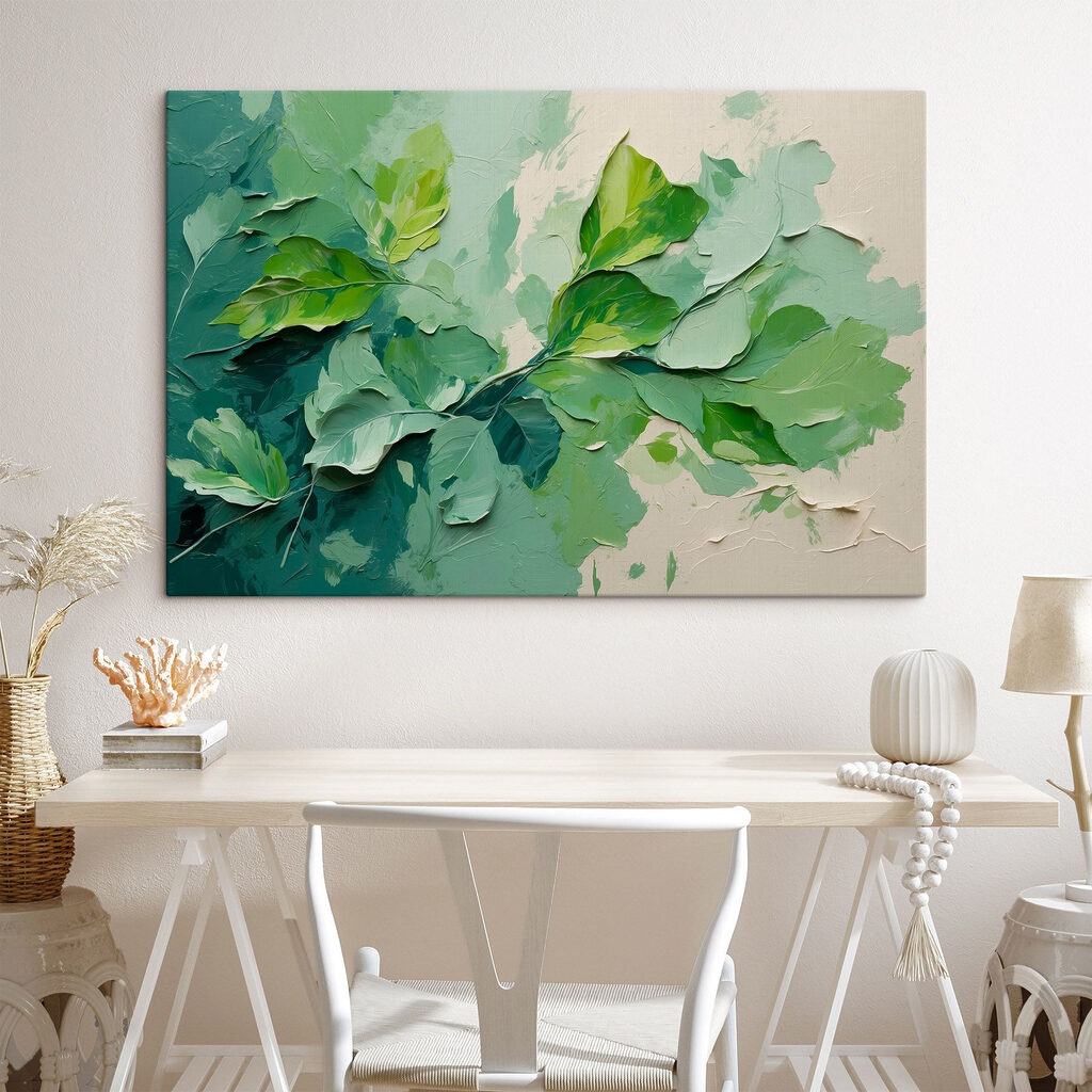 Painting of leaves on a wall Painting of leaves on a wall