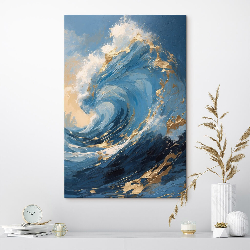 Majestic wave in vibrant blues