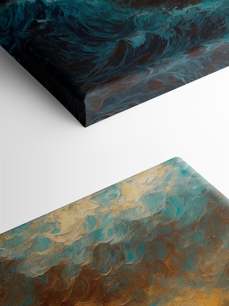 Painting of waves crashing into the ocean