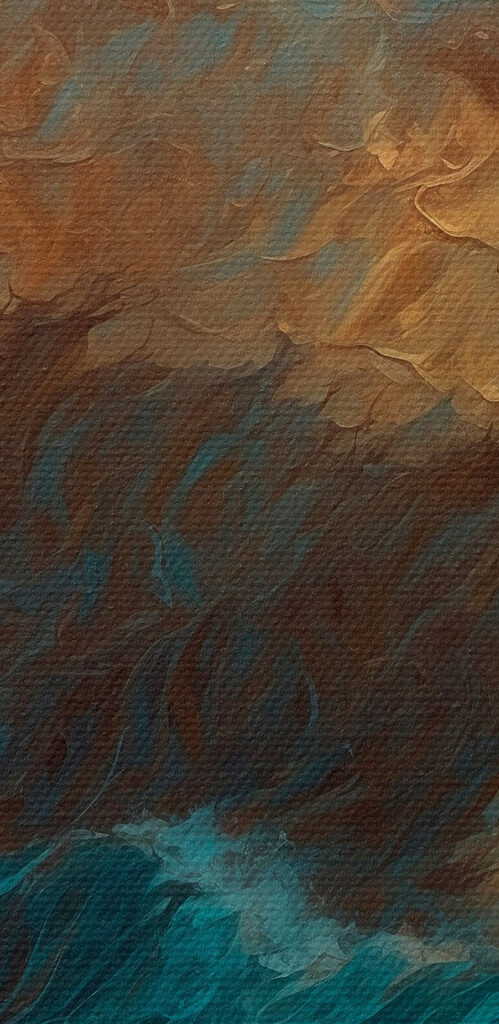 Painting of waves crashing into the ocean