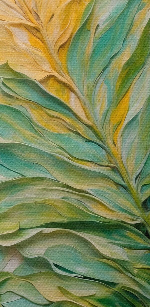Painting of leaves on a white surface Painting of leaves on a white surface